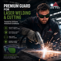 Kacamata Pengaman Laser CS TEC 200-460nm & 800 - 1100nm DIN4 OD7+ untuk Perlindungan UV, Laser Biru, Dioda, Laser Serat Bersertifikat CE