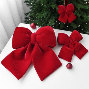 Baiyang Crafts Red Velvet Fabric Bow Christmas <b>Tree</b> <b>Ornament</b> Large 6-8 Inches Factory Wholesale Set Of 3 - Product Image 3