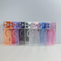 Coque de téléphone magnétique transparente en acrylique PC style INS 2026 avec paillettes colorées pour iPhone 17 16 Pro Max et cadre d'appareil photo électroplaqué