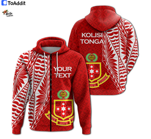 Nouvelle arrivée de Kolisi Tonga Atele, tribal polynésien, sweat à capuche zippé personnalisé, pull sport pour hommes - Product Image 1