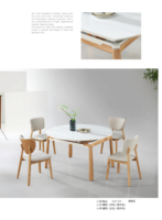 Ensemble de table et chaises à manger extensible et pliable en bois de style nordique moderne, meubles de maison, plateau en fibre de verre et pierre, 6 places