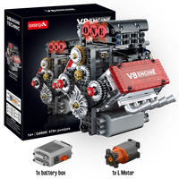 Bloques de Construcción Mecánicos de Motor V8, Modelo de Motor de Coche Multicilíndrico, Juguete de Ensamblaje Listo para Usar, de Plástico, Unisex