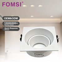 Support de Downlight Carré LED FOMSI Blanc Noir à Angle Réglable pour Ampoules LED MR16, Boîtier de Lampe LED, Cadre de Spot LED GU10 MR16