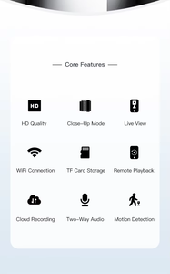 Caméra de sécurité sans fil Wi-Fi OiKay 1080P HD pour intérieur avec vision nocturne IR, visualisation à distance, surveillance bébé, animal domestique, <span class=keywords><strong>nounou</strong></span>, enregistrement Cloud et SD - Product Image 2
