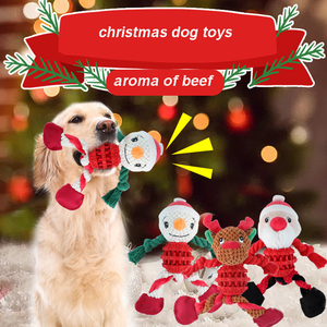 Fabricante al por mayor Navidad alce muñeco de nieve Santa perro cuerda Tpr juguetes de peluche cortos - Product Image 6