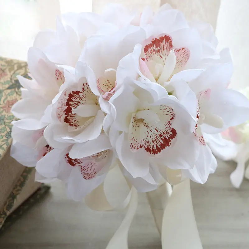 QSLHC272 6 Hoofden Bewaard Bloem Boeket Orchidee Voor Home Decoratie