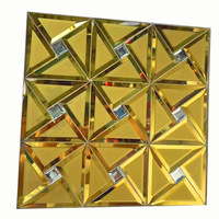 Europäischer Stil Abgeschrägte Kanten Gold-Grau Kristallglas-Mosaikfliesen TV-Hintergrund Spiegel-Einlage Matt Dekorative Wohnzimmerwand