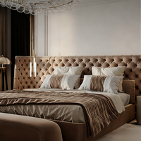 Lits en cuir capitonnés de luxe avec rangement, design minimaliste pour villa, penthouse, chambre à coucher, lit double