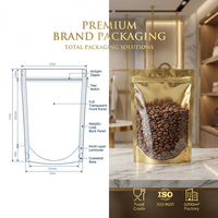Doypack personnalisé haut de gamme avec fermeture éclair refermable pour l'emballage de grains de café et de noix, sachet anti-odeur à fond plat
