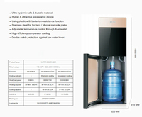 Distributeur d'eau chaude et froide électrique/à compresseur, automatique, sur pied, pour bouteilles de 5 gallons, 220-550