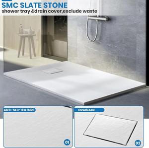 <span class=keywords><strong>Base</strong></span> de ducha SMC blanca moderna, <span class=keywords><strong>Base</strong></span> de baño de resina con cubierta de drenaje y bandeja de ducha de umbral bajo de SMC - Product Image 5