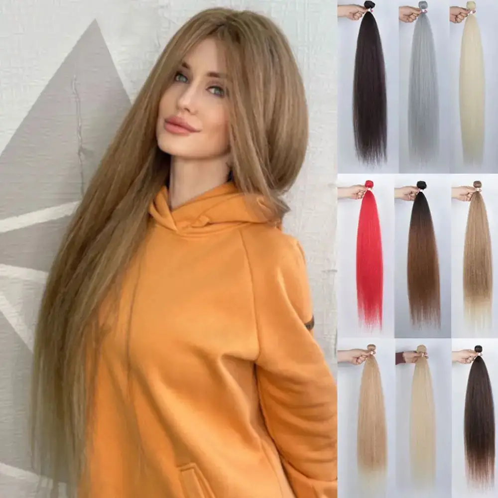 Rebecca vente en gros de haute qualité résistant à la chaleur cheveux synthétiques armure faisceaux de cheveux synthétiques armure Extensions de cheveux pour les femmes