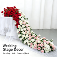Cadena de flores artificiales colgantes para mesa de banquete de boda, decoración de esquina de mesa larga, simulación de cascada floral para escaparates.