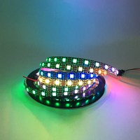Bande LED intelligente RGB 5V 8MM WS2812B USB/IP20 PVC avec contrôle par application pour CRI80, PCB noir, gradation intelligente