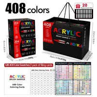 408 couleurs de marqueurs de peinture acrylique à base d'eau, pointe pinceau souple avec 20 pointes de rechange, sac cadeau pour artistes professionnels