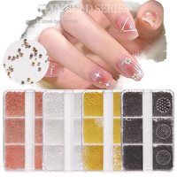Ensemble de 6 compartiments multi-tailles de perles en acier miniatures résistantes à la rouille, 6 grilles pour la décoration des ongles et la création de bijoux DIY