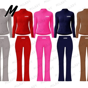 Set Giacca da <span class=keywords><strong>Donna</strong></span> di Alta Qualità, Tuta da <span class=keywords><strong>Palestra</strong></span>, Giacca con Zip a Manica Lunga e Pantaloncini, Completo Sportivo da <span class=keywords><strong>Donna</strong></span> in 2 Pezzi - Product Image 3