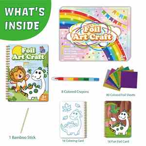 Kits de coloriage DIY en feuille d'aluminium pour animaux, sans désordre, avec livre d'activités créatives, cadeaux d'anniversaire et de Noël pour garçons et filles - Product Image 6