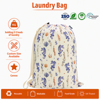Sac à linge réutilisable en toile de coton écologique avec cordon de serrage et logo personnalisé pour la vente en gros