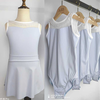 Maillot de Ballet Azul Claro para Niñas, sin Mangas, con Cuello con Volantes, Ropa de Baile para Niñas, Traje de Baile para Clases y Presentaciones