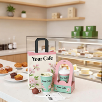 Emballage personnalisé écologique de thé café en gros thé oriental tasse en papier chaud sac de tasse en plastique glacé et accessoires avec votre marque