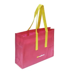Bolsas de regalo tejidas Lon grandes de polvo reciclado con impresión completa de moda con logotipo