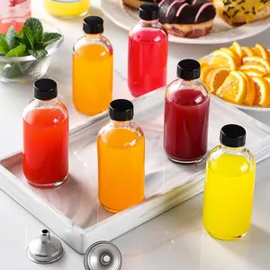 Маленькие прозрачные стеклянные бутылки с крышками контейнеры для сока с крышками для холодильника многоразовые бутылки для воды пустые бутылки для сока многоразовые