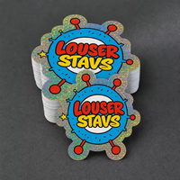 Pegatinas Personalizadas de Vinilo Holográfico Impermeable, Estilo Retro, con Logotipo, Autoadhesivas, Impresas Digitalmente, Troqueladas