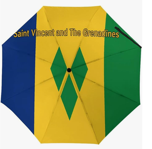 Parapluie drapeau de Saint-<span class=keywords><strong>Vincent</strong></span>-et-les-Grenadines, imperméable, automatique, pour l'extérieur, avec bouton d'ouverture et de fermeture automatiques, revêtement anti-UV - Product Image 1