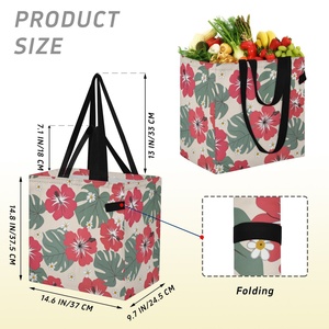 Hawaiian Customized Hau Printing Large Reusable Recyclable Waterproof Woven Polyester Tote <b>Bag</b> <b>Folding</b> Supermarket Shopping <b>Bag</b> - Product Image 3