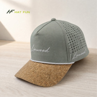 Casquette de baseball en nylon à 5 panneaux personnalisée OEM ODM avec logo en silicone découpé au laser, trous perforés, imperméable, casquette de golf, casquette de sport