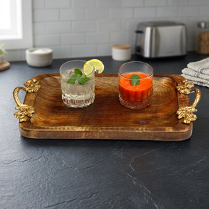 Gold Mango Wood Serving <b>Tray</b> <b>Large</b> (14" X 9") - Product Image 3