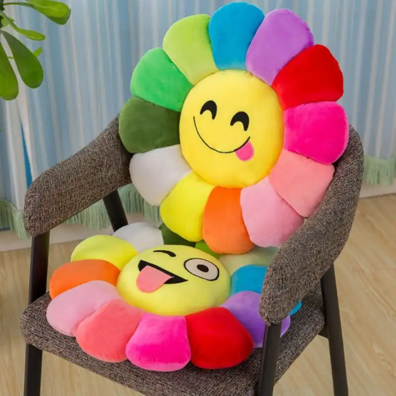 卸売カスタムプロモーションギフト安いおもちゃカラフルな太陽の花の形をしたぬいぐるみクッション枕