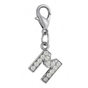 Colgante de cristal con letra M y diamantes de imitación para la creación de joyas - Product Image 1