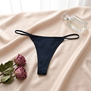 Tangas de algodón tejido negras para mujer al por mayor, bragas sexys de tiro bajo con tirantes finos, transpirables, ropa interior femenina. - Product Image 2