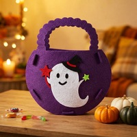 3D-Geister-Ornament Trick-or-Treat Langlebige Wiederverwendbare Feiertagsgeschenkverpackung Benutzerdefiniertes Muster Tragbare Halloween-Filz-Süßigkeitentasche