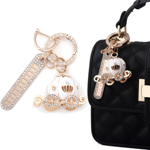 High Quality Luxury Sparkling Pumpkin Bag Charm, Crystal Crown Carriage Keychain <strong>Sweet</strong> <strong>Gift</strong> for Girls - Product Image 1