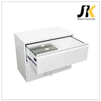 Archivador Lateral de Acero Blanco de 2 Cajones, Archivador Horizontal Metálico con Cerradura para Almacenamiento de Documentos de Oficina