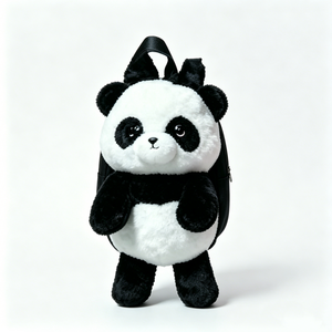 Mochila de Peluche de Leopardo de las Nieves, Diseño Esponjoso en Blanco y Negro con Relleno de Algodón PP, Accesorio Unisex para Halloween - Product Image 2
