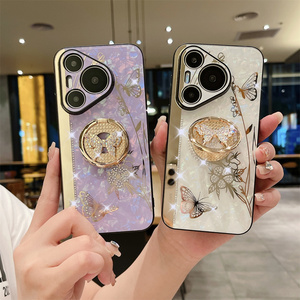 เคสโทรศัพท์มือถือแฟชั่นลายผีเสื้อสุดหรูสำหรับผู้หญิงเคสโทรศัพท์70Pro พร้อมห่วงจับสำหรับ Huawei pura 70 Pro - Product Image 1