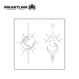 INKARTLINK Pegatina de <span class=keywords><strong>Tatuaje</strong></span> <span class=keywords><strong>Minimalista</strong></span> <span class=keywords><strong>Luna</strong></span> y Estrella, Línea Fina Geométrica, Herbal, Semipermanente 15 Días, Arte Corporal para Brazo, Venta al por Mayor - Product Image 4