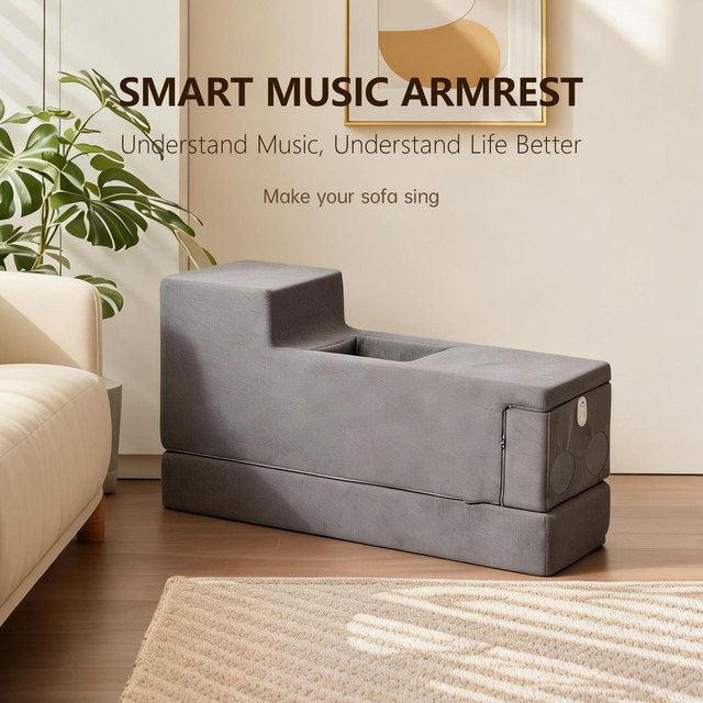 Bluetooth Music Sofa Armrests-Convertible Square Design High-Density Foam Customizable Color Modern for Villa Use