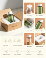 Vente en gros de bouteilles en PET rondes ambrées de 8 oz, bouteilles cosmétiques en plastique avec bouchon à double vis, bouteilles en plastique PET de 150 ml