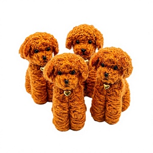 Figurines de chiots tricotées à la main en laine 100% certifiée, écologiques, orange, petites, mignonnes, décorations murales, ornements de Noël - Product Image 1