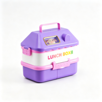 Boîte à lunch pour enfants en forme de maison mignonne, double couche, en acier inoxydable, boîte bento portable avec poignée, récipient alimentaire pour enfants, école