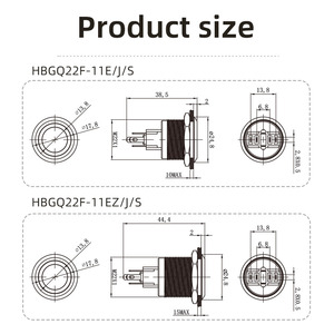 Kim loại đẩy nút Thiết bị chuyển mạch phẳng đầu tròn 4 Pin thiết lập lại thép không gỉ 22mm chốt không thấm nước chuyển đổi tạm thời - Product Image 5