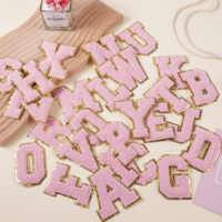 Patchs brodés en chenille autocollants DIY, lettres de l'alphabet A-Z, multicolores, noir, garniture 3D en paillettes pour le repassage