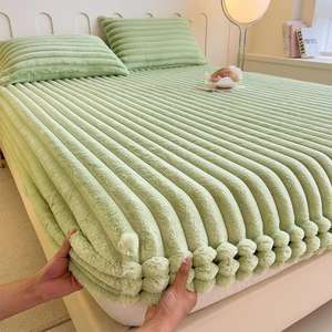 Sábanas <span class=keywords><strong>de</strong></span> lujo a rayas <span class=keywords><strong>de</strong></span> Jacquard, funda <span class=keywords><strong>de</strong></span> <span class=keywords><strong>cama</strong></span> <span class=keywords><strong>de</strong></span> piel sintética, Funda <span class=keywords><strong>de</strong></span> colchón acogedora, funda <span class=keywords><strong>de</strong></span> sábana <span class=keywords><strong>de</strong></span> felpa, Sábana suave y cálida para el hogar y el Hotel - Product Image 6