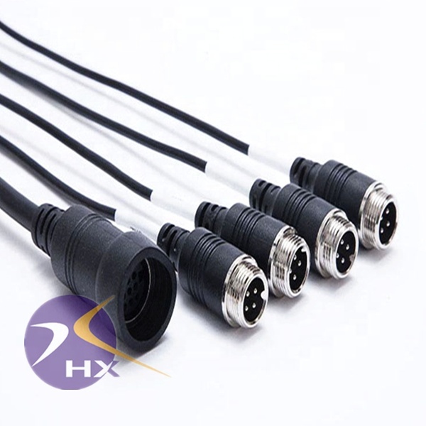 13-Pin Din Female Copper Waterproof Video Cable Aviation Connector Rear Backup Reverse Camera PVC Jacket Twisted Pair Coaxial