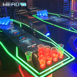 HEROVR Table de Beer Pong Modulaire en Acier Inoxydable avec LED 16 Couleurs, pour <span class=keywords><strong>Jeu</strong></span> de Boissons Ludique en Club de Nuit et Pique-nique - Product Image 5